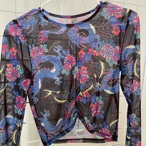 Two piece Asos sheer set dragon print size US 4